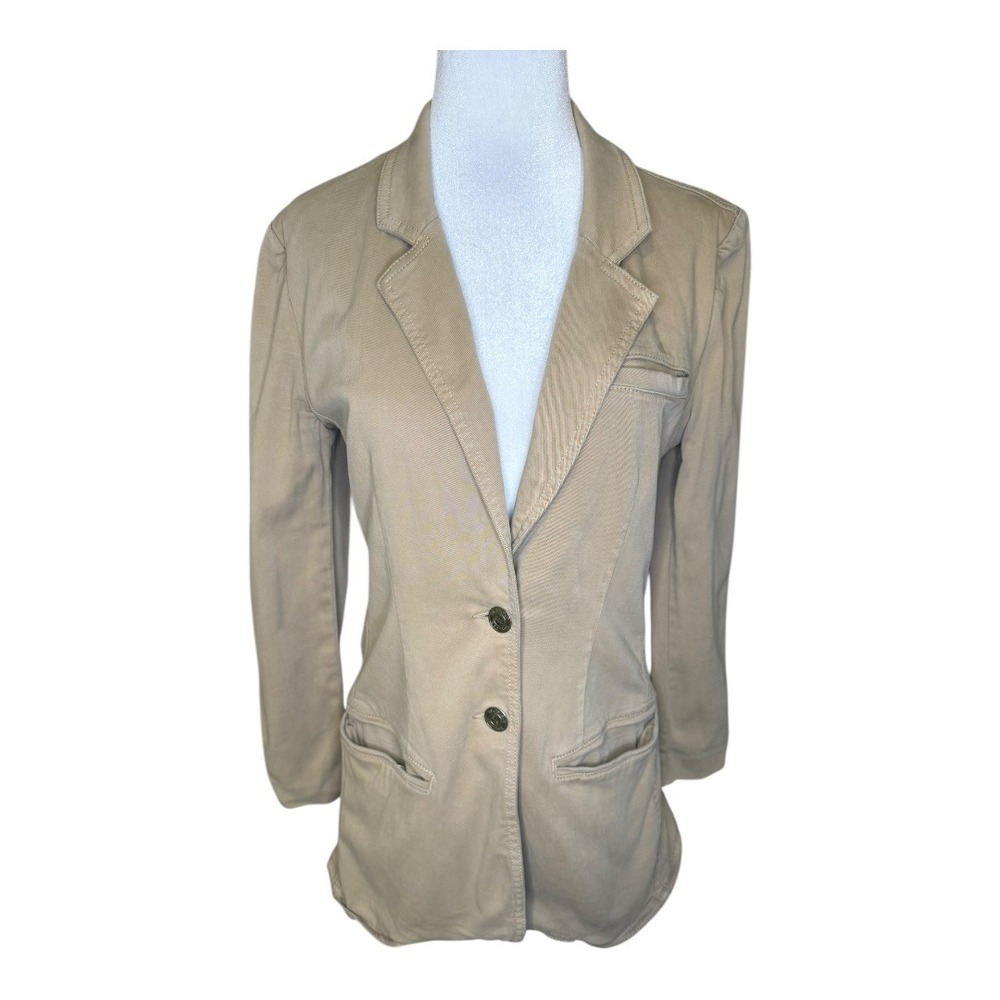 CURRENT ELLIOTT Tan Khaki Cotton Blend Blazer Jacket Women's Size Medium